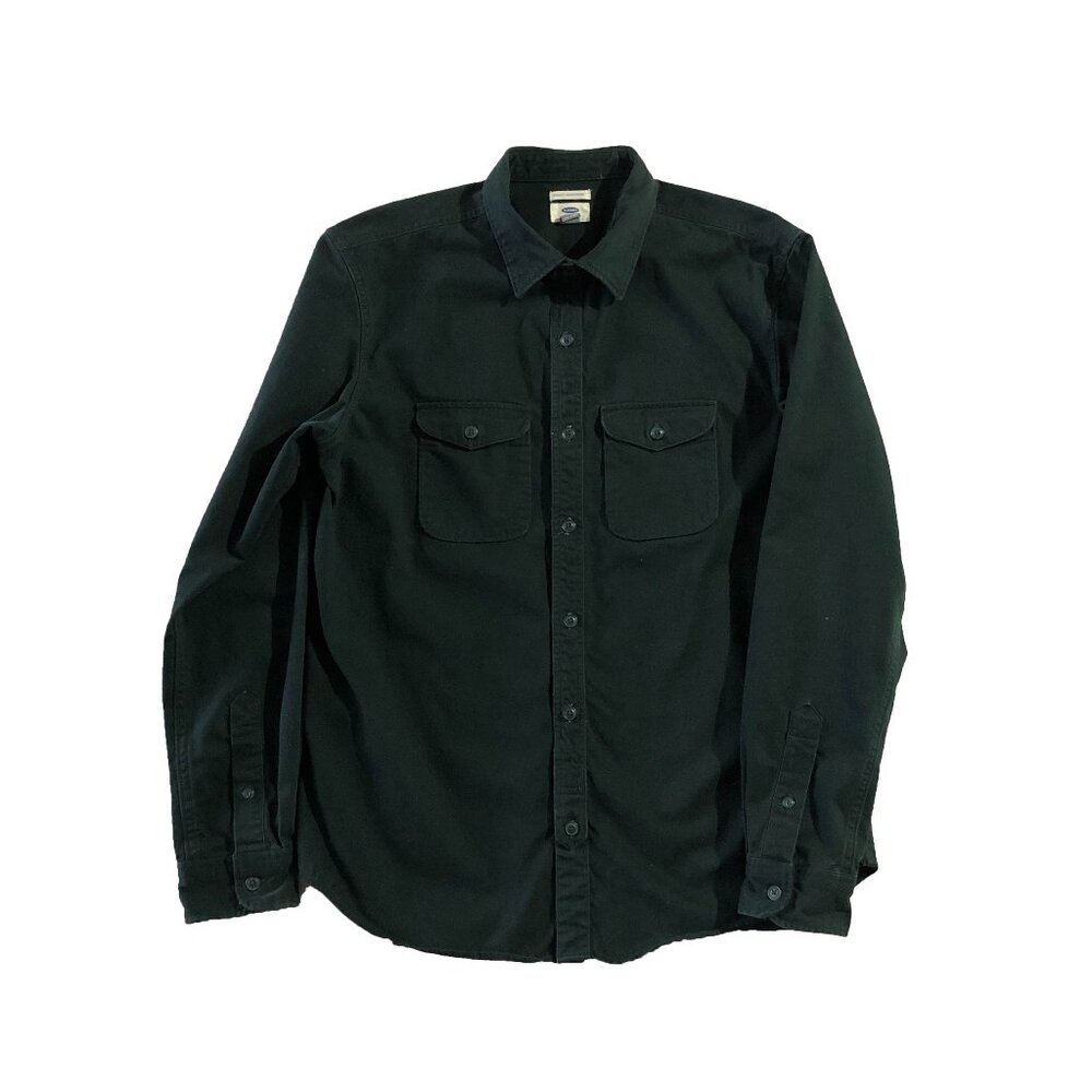 Old Navy Shirt Mens Size L Dark Green Regular Fit Coupe Standard Button Down